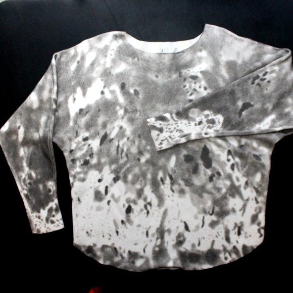 Liquid by SIONI Gray & Ivory Nylon Viscose & Wool  Oversized Sweater M - Picture 3 of 8